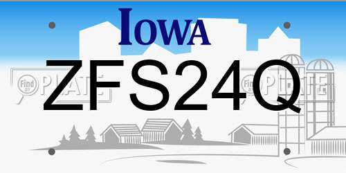 ZFS24Q Iowa License Plate