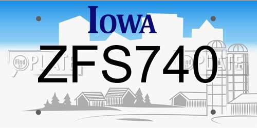 ZFS740 Iowa License Plate