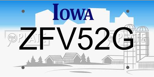 ZFV52G Iowa License Plate