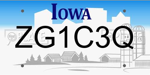 ZG1C3Q Iowa License Plate