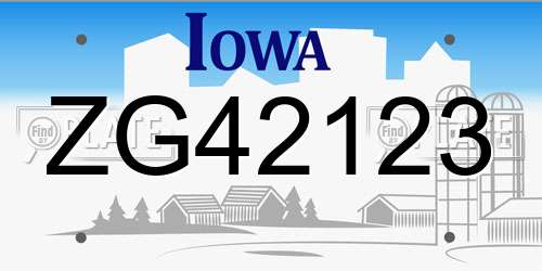 ZG42123 Iowa License Plate