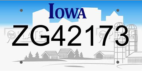 ZG42173 Iowa License Plate
