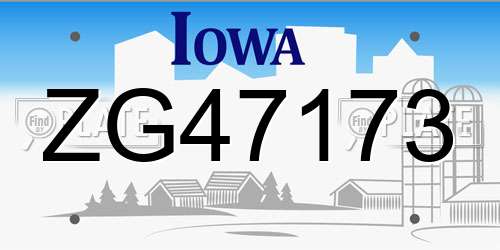 ZG47173 Iowa License Plate