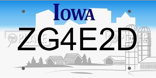 ZG4E2D Iowa License Plate
