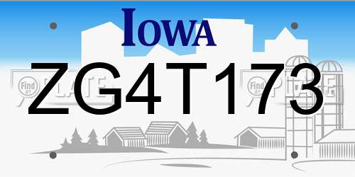 ZG4T173 Iowa License Plate