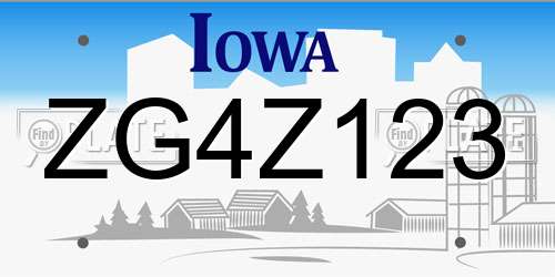 ZG4Z123 Iowa License Plate