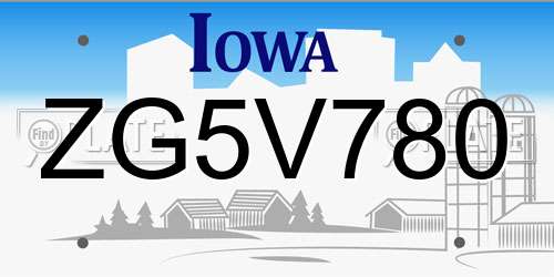 ZG5V780 Iowa License Plate