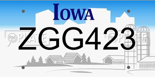 ZGG423 Iowa License Plate