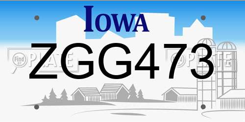 ZGG473 Iowa License Plate
