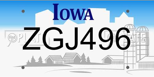 ZGJ496 Iowa License Plate