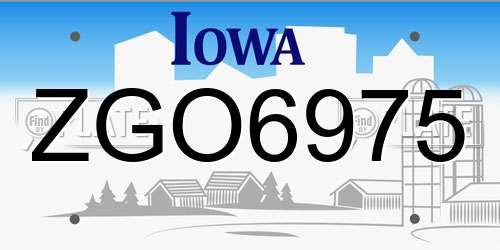 ZGO6975 Iowa License Plate