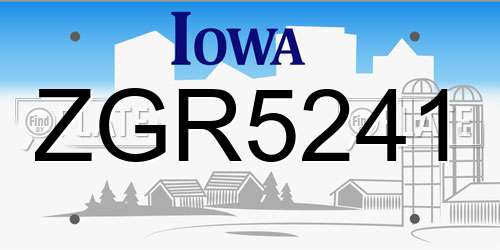 ZGR5241 Iowa License Plate