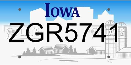 ZGR5741 Iowa License Plate