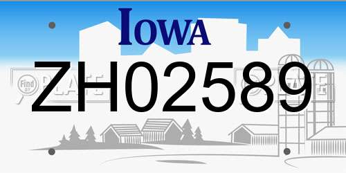 ZH02589 Iowa License Plate