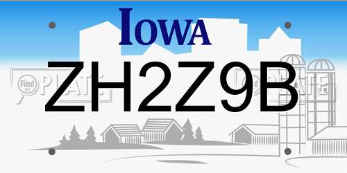 ZH2Z9B Iowa License Plate