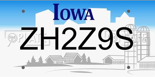 ZH2Z9S Iowa License Plate