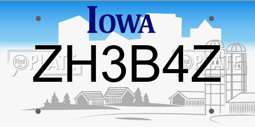 ZH3B4Z Iowa License Plate