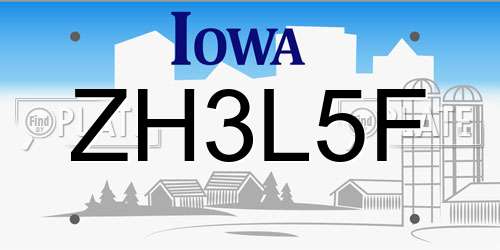 ZH3L5F Iowa License Plate