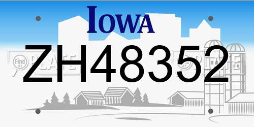 ZH48352 Iowa License Plate