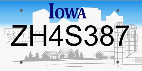 ZH4S387 Iowa License Plate