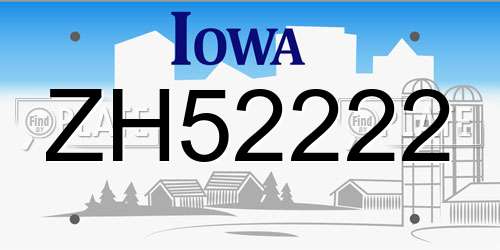 ZH52222 Iowa License Plate