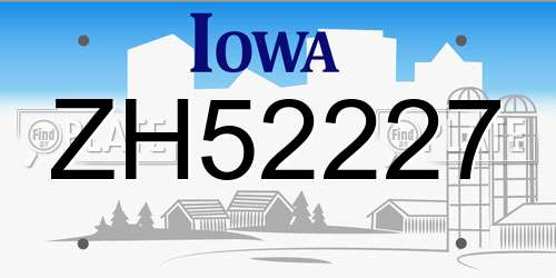 ZH52227 Iowa License Plate