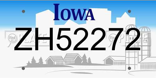 ZH52272 Iowa License Plate