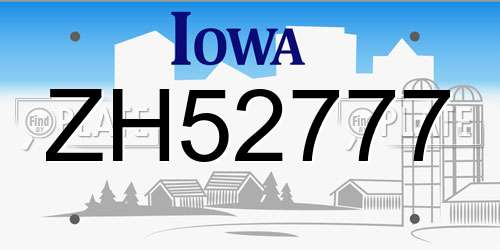 ZH52777 Iowa License Plate