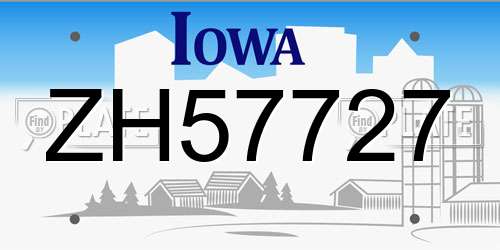 ZH57727 Iowa License Plate