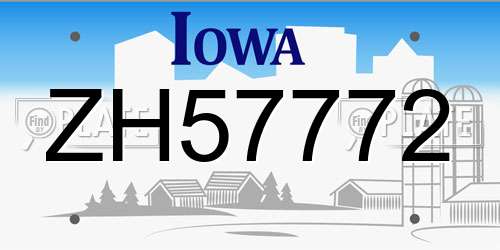ZH57772 Iowa License Plate