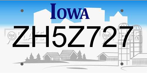 ZH5Z727 Iowa License Plate