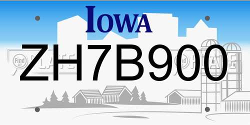 ZH7B900 Iowa License Plate