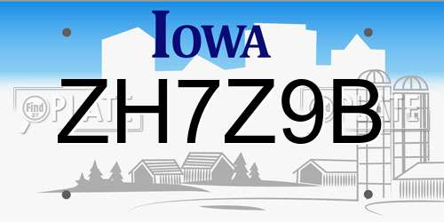 ZH7Z9B Iowa License Plate