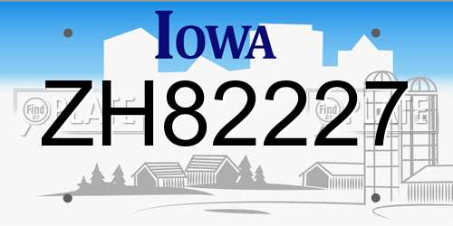 ZH82227 Iowa License Plate
