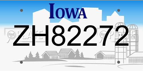 ZH82272 Iowa License Plate