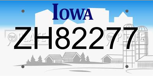 ZH82277 Iowa License Plate