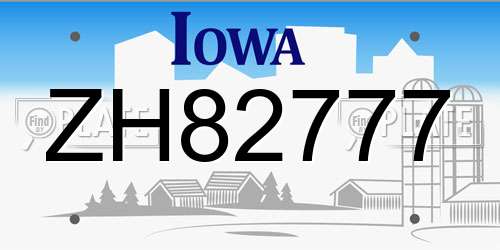 ZH82777 Iowa License Plate
