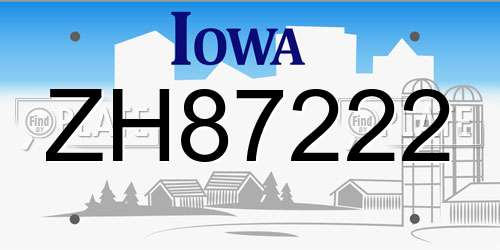 ZH87222 Iowa License Plate