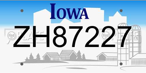 ZH87227 Iowa License Plate