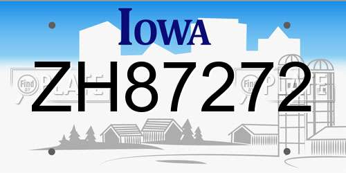 ZH87272 Iowa License Plate