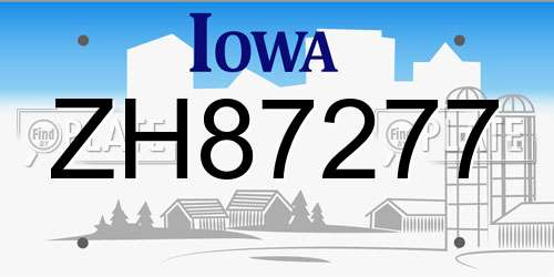 ZH87277 Iowa License Plate