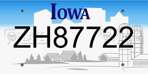 ZH87722 Iowa License Plate