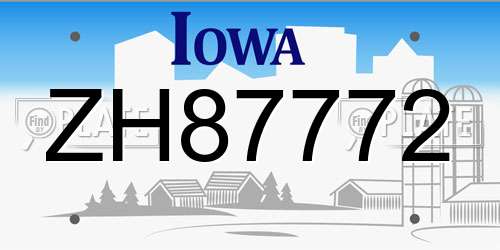 ZH87772 Iowa License Plate