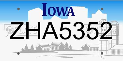 ZHA5352 Iowa License Plate