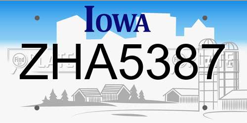 ZHA5387 Iowa License Plate