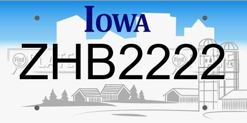 ZHB2222 Iowa License Plate