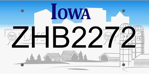 ZHB2272 Iowa License Plate