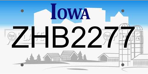 ZHB2277 Iowa License Plate