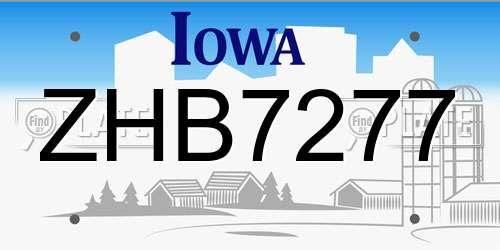 ZHB7277 Iowa License Plate