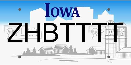 ZHBTTTT Iowa License Plate
